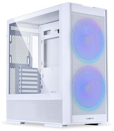 Lian Li LANCOOL 206 Mid-Tower Case – White, Mesh Front, Tempered Glass Side Panel