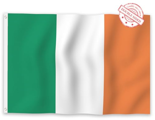 Aoihrraan Irlanda Bandiera Irlandese 80x120cm A Doppia Faccia Colori Vivaci Irlanda Repubblica Bandiere Per Esterni Celebrazioni Portico Decor Bandiere Nazionali Con 2 Robusti Occhielli