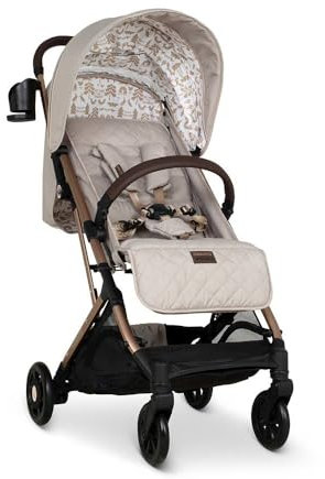 COSATTO Woosh 4 Pushchair – Lightweight Stroller Birth to 25kg - One Hand Easy Fold, Compact, Telescopic Handle, Extra Large Shopping Basket, Cup Holder, Bumper Bar & Raincover (Whisper)