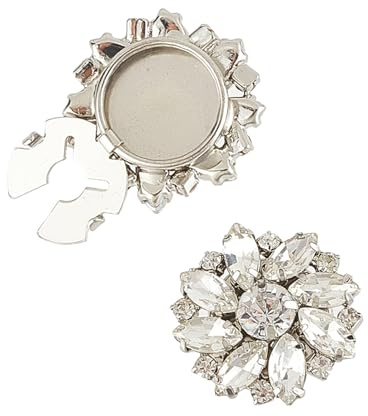 NICENEEDED Crystal Rhinestone Button Covers, Flower Sleeve Buttons Cover Decorative Button Covers, Detachable Shirt Button Clips Buttons Jewelry for Dress Suit Tux Shirt Tuxedo Accessories