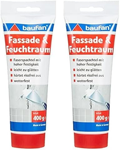 Baufan Fassaden und Feuchtraumspachtel, faserverstärkt, 400 g (Packung mit 2)