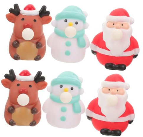 DIKACA 6 Stück Dehnbares Spielzeug Für Weihnachten Squishy Spielzeug Lustiges Quetschspielzeug Weihnachts Quetschpuppen Weihnachts Dekompressionsspielzeug Rentierfigur Knallende