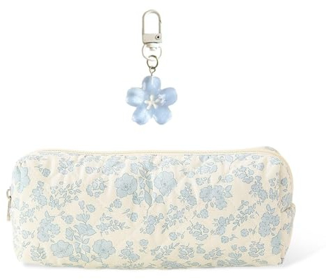 Trousse À Crayons À Fleurs Porte-Clés Assorti - Jolie et Portable pour Filles - Papeterie pour Étudiants