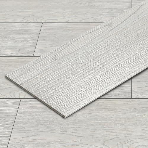 Eikuavons PVC Bodenbelag Selbstklebende, Vinyl-Fliesen, Vinylboden, 91,44 cm x 15,24 cm - Dicke 2 mm, Vinyl Laminat Rutschfeste Dekor-Dielen für Schlafzimmer, Wohnzimmer, 18 Fliesen/2,5 ㎡, Rauchgrau