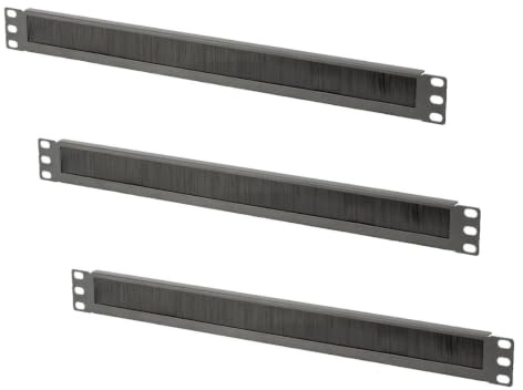 DIGITUS Passe-câble avec Brosse - 1U - 19 Pouces - pour armoires réseau & câbles réseau - Noir (Lot de 3)
