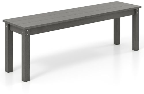 RELAX4LIFE Panchina da Esterno, Panchina da Giardino in HDPE, Senza Schienale, Sedile Traspirante a Doghe e Gambe Grosse, 2-3 Posti per Terrazzo, Ingresso, Max 340kg (1, 140x35x45cm, Grigio)