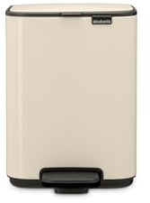 Brabantia Poubelle Bo 4L (Beige) – Poubelle cuisine à pédale à fermeture progressive – Système de tri des déchets facile à nettoyer avec seau amovible – Sacs-poubelle PerfectFit gratuits inclus