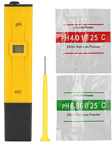 FAUOSWUK PH Meter, Digital Display 0.0 to 14.0pH Measurement Range Accuracy Small Error, with ABS Material and Built in Battery, for Aquariums Laboratory Swimming Pool Tap Water (Yellow Black)