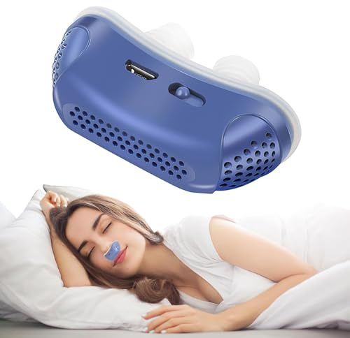 GAOXIAO Macchina CPAP per Apnea Notturna Silenziosa, Dispositivo Elettrico Antirussamento Nasale Mini Clip Nasale per Migliorare la Respirazione Notturna e Prevenire Russare Blue