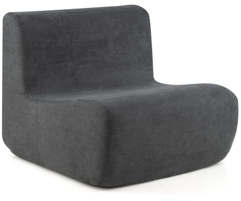COSTWAY Bean Bag Chair, Large Adult Velvet Lazy Floor Sofa Chair with Filling Included, Padded Accent Floor Couch Comfy Reading Gaming Lounge Seat for Living Room Bedroom, No Assembly Required (Grey)