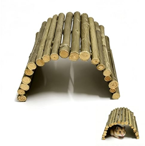 Hamster Hides Bendable Hamster Hide Climbing with Cage Accessories, Wooden Bridge Suitable for Reptile Like Hamesters Mice Rodents Chewing and Climbing