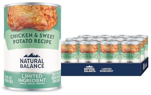 Natural Balance Limited Ingredient Adult Grain-Free Wet Canned Dog Food, Chicken & Sweet Potato Recipe, 13 Ounce (Pack of 12)