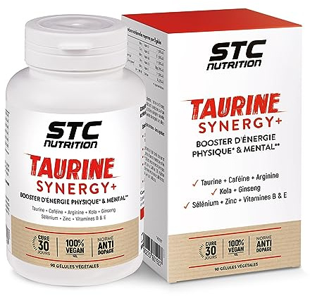 STC NUTRITION - Taurine Synergy + - Booste le tonus physique et mental - Augmente la résistance et l'endurance - 90 gélules végétales