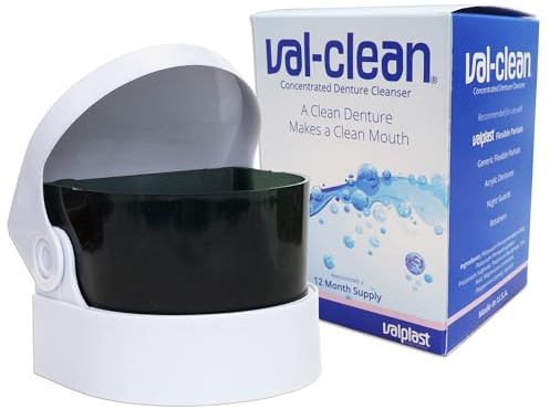 Val-Clean Sachets & Sonic Cleaner - 12 Sachets 1 Years Supply Valplast Flexible Denture Cleaner (Batteries NOT Included)