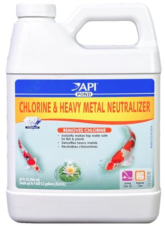 API POND CHLORINE & HEAVY METAL NEUTRALIZER Pond Water Neutralizer 32-Ounce Bottle