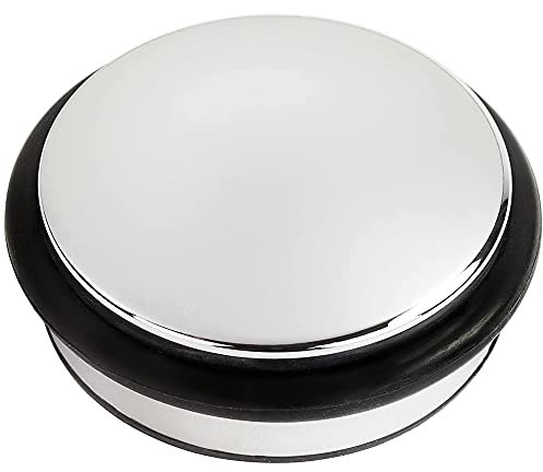 Andrew James Heavy Duty Door Stop – 1.2kg Chrome Finish, 10cm Diameter, Rubber Bumper, Non-Slip Base – Holds Doors Open, Protects Walls & Skirting, Works on Carpet, Laminate, Vinyl & Wooden Floors