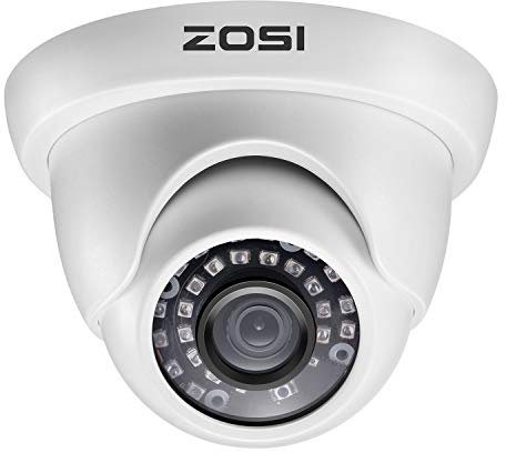 ZOSI 1080p Caméra de Surveillance Extérieure Dôme Objectif 3.6mm Haute Résolution 2000TVL Système Vidéo Surveillance Caméra Etanche IP66, Vision Nocturne 80ft (24m)