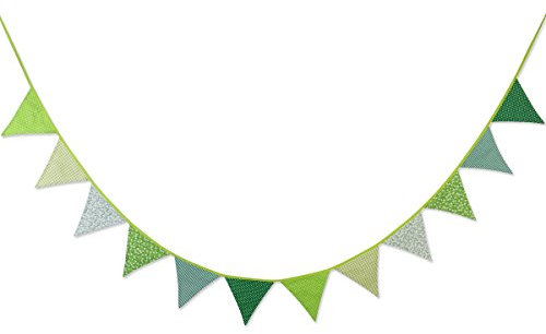 12 Stück Wimpelkette Grün, Kinderzimmer Deko Wimpelkette Girlande 3M Beidseitig Girlanden Wimpel Girlande Bunting Banner für Kinderzimmer Geburtstag Party