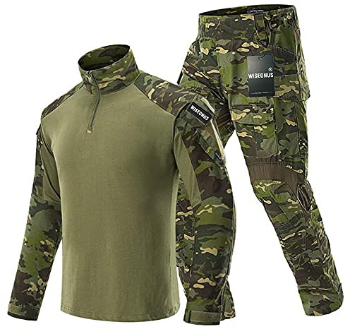 Airsoft clothing Tactical Suit Military Mens Combat Trousers and Shirt Hunting Paintball Shooting Camouflage Suits Uniform (CP, M)