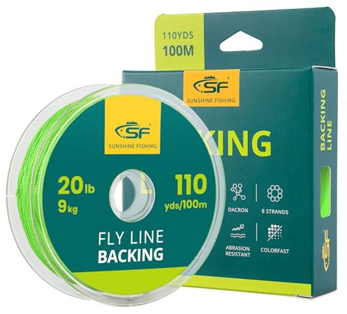 SF Fly Fishing Dacron Geflochtenes Backing, Forellen-Leine 9 kg, 100 m/108 yds, Grün