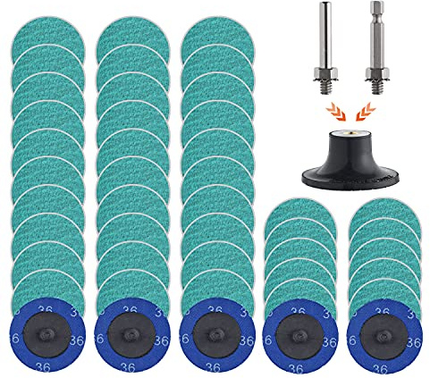 Quick Change Grinding Disc, 40 Pcs 36Grit 2 inch Twist on Sanding Discs,Green Zirconia Coated Disc for Surface Prep 01397 (Green 36 Grit)