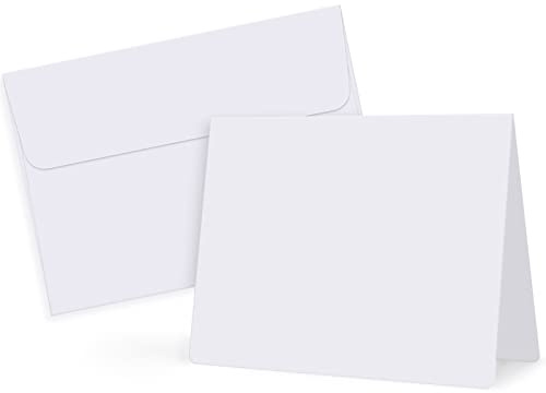Eupako White Blank Cards and Envelopes 100 Pack - 5x7 Heavyweight Folded Cardstock and A7 Envelopes Self Seal for DIY Greeting Cards, Invitations, Wedding, Baby Shower, Birthday, Thank You Cards