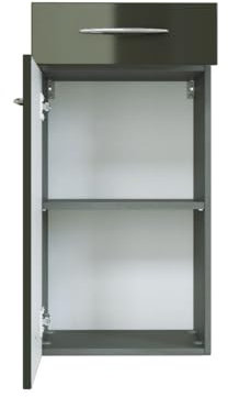 Badezimmerschrank Florent 40cm 1 Tür & 1 Schublade - Graphit/Hochglanz Grau