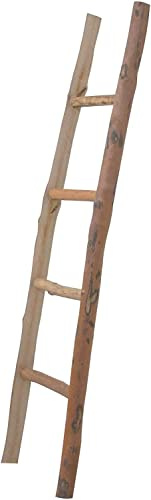 Biscottini Escalera de Madera Toallero 154x40x6 cm | Decorativa | Toallero de Baño de Suelo