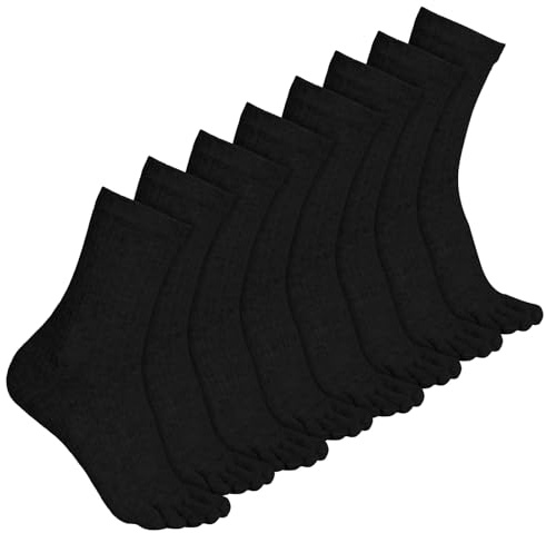 Lot de 4 paires de chaussettes à cinq orteils en coton pour femme - Chaussettes athlétiques de course à pied longues - Chaussettes en coton pour femme, noir, taille unique