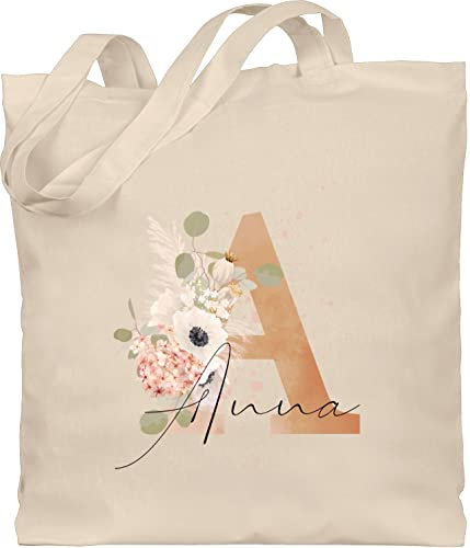 Baumwolltasche - Initialen - Watercolor Anfangsbuchstabe I Geschenk mit Initiale Geschenke - Unisize - Naturweiß - personalisierter jutebeutel wechselwäsche beutel kita buchstaben a tasche