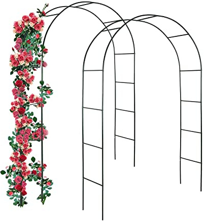 Forever Speed Metal Rose Arch Trellis Steel Frame Garden Arch, Flower Arch,Garden Decoration and Ornament Climber Weatherproof Black (Pack of 2)