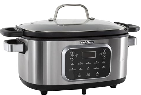Chef'sChoice Multicooker, Large 6-Quart Capacity Multipurpose Non-Stick Vessel and Variable Temperature Control with Keep Warm and 12 Cooking Presets, 1300-Watts, Stainless Steel