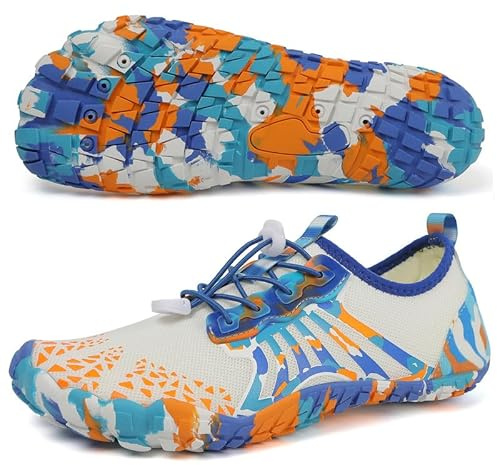 Unisex Zapatos Descalzos Hombre Mujer Zapatos de Agua Hombres Mujeres Barefoot Zapatillas Outdoor Secado Rápido Surf Calzado para Yoga Playa Transpirable Ligero y Antideslizante(Blanco 40EU)