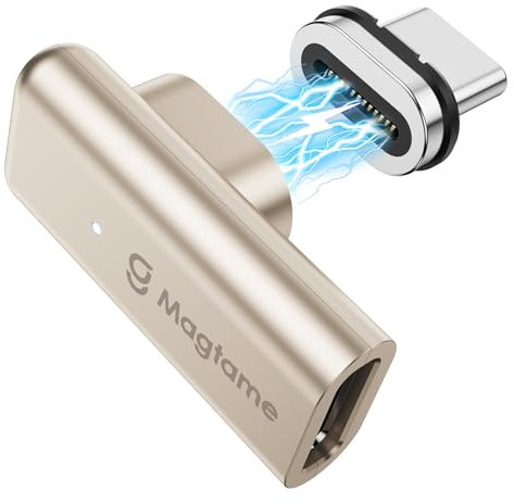 Magtame 240W USB C Magnet Adapter, Magnetisch Typ-C Adapter, 40Gbps Datenübertragung, 90 Grad 24 Pins mit PD Schnellladung, 4K Video für Thunderbolt 4/3 USB4 MacBook/iPhone 15/ROG Ally/Steam Deck/PS5