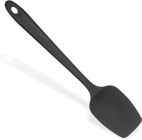 U-Taste 29cm Silicone Spoon Spatula, Heat Resistant Flexible & Firm Food Grade Cooking Baking Mixing Stirring Kitchen Spatula Set Bowl Scraper for Nonstick Cookware (Black)