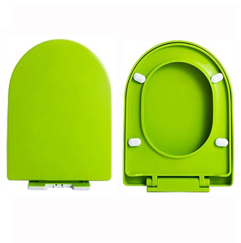 Brigtviee WC Sitz Mit Absenkautomatik, Bunt Klodeckel Toilettensitz, U-Förmiger WC-Deckel Aus Kunststoff Mit Verstellbaren, Länglicher 44-47cm,Grün