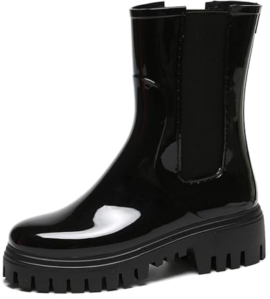 AONETIGER Gummistiefel Damen Regenschuhe Wasserdicht Halbhoch Segelstiefel rutschfest Regenstiefel Bequem Chelsea Boots Mode Gartenschuhe (135 Schwarz,39EU)