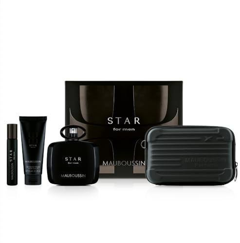 Mauboussin - Prestige Set Star For Men : Eau de Parfum 90ml, Duschgel 75ml, Reisespray 20ml & Pouch Bag