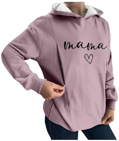 Dasongff Top Lactancia Mujer Manga Larga e Impreso Top Embarazada Cremallera en los lados Suéter Lactancia Mujer Sudadera con capucha Cartera Lactancia Pullover Maternidad