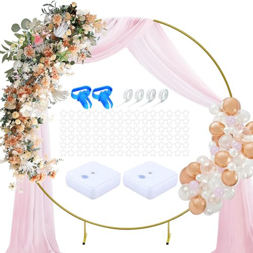 YORFULL 2.2 M Arco para Globos, Soporte Globos, Circular Arco de Globos de Decoración de Cumpleaños, Fiestas, Boda y Navidad,Runddes Ballonbogen -Set