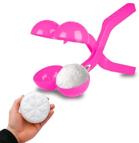 JAMARA 461150 Snow Play Snowball Tongs Duo 38 cm - Children's Snowball Snow Pliers, Snow Globe Maker, Gift Idea for Boys and Girls, Snowballs in Seconds Shapes, Pink