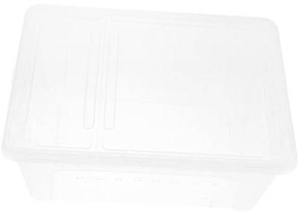 LOORGVEL Boîte à Reptiles Transparente en Plastique Aérations, Cage D’élevage Compacte pour Geckos, Araignées et Tortues, Accessoire D’Alimentation Pratique pour Reptiles et Amphibiens