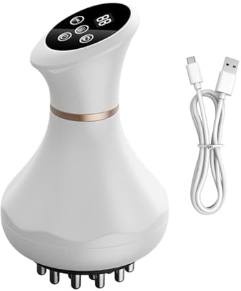 Massage Brush - Massagers for Back and Neck, Portable Meridian Massage Brush with Heat Vibration, 1200 mAh Rechargeable Device, Multi Speed Muscle Stimulator, Health Gadget for Relaxation, 15x9cm