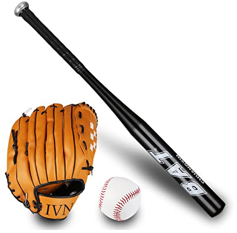 Ensemble de baseball en alliage d'aluminium pour adolescents - Batte à droite - Gant de softball pour enfants avec sac de rangement gratuit - Kit d'outils pratiques pour jeunes débutants - Cadeau