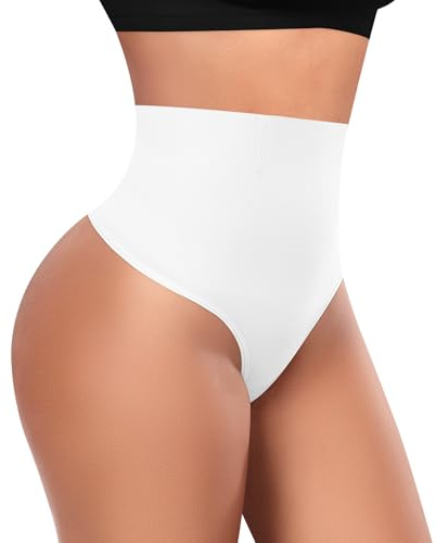 Werena Womens Thong Shapewear Tummy Control Knickers (White,S)