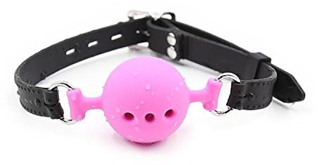 SHYUHYT Mordaza de silicona suave con agujeros for SM, bolas bucales de silicona, juguetes sexuales BDSM for hombres y mujeres y parejas.(Pink,S)