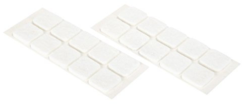 COGEX - Patin adhesif carré feutre - Couleur: Blanc - 20 x 20 mm - 20 pièces - Facile et rapide à poser - Anti-rayures - Protège les sols de façon à déplacer les meubles sans rayer le sol