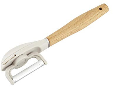 Wiltshire EAT Smart 2in1 Peeler, Sharp Vegetable Slicer, Adjustable Peeling Position, Natural Beech Wood Handle, Stainless Steel Blade, 27x7x3.8cm, Brown & Neutral