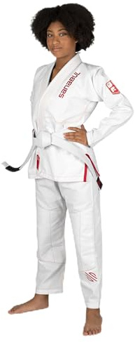 Sanabul Future Legends BJJ Gi for Kids Jiu Jitsu Gi Kimono for Children Youth Preshrunk Fabric & BJJ White Belt Included - White/Red, K0