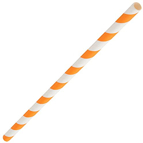 Lot de 250 pailles en papier écologiques Orange et blanc 20,3 cm